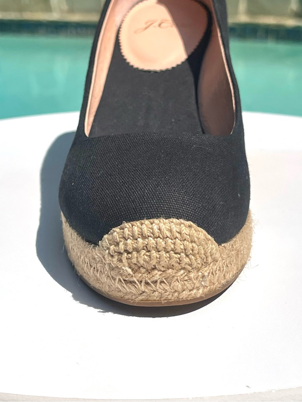 J. CREW Seville Espadrille Black Canvas Jute Wedge Slip On Shoes Size 6 - Picture 7 of 13